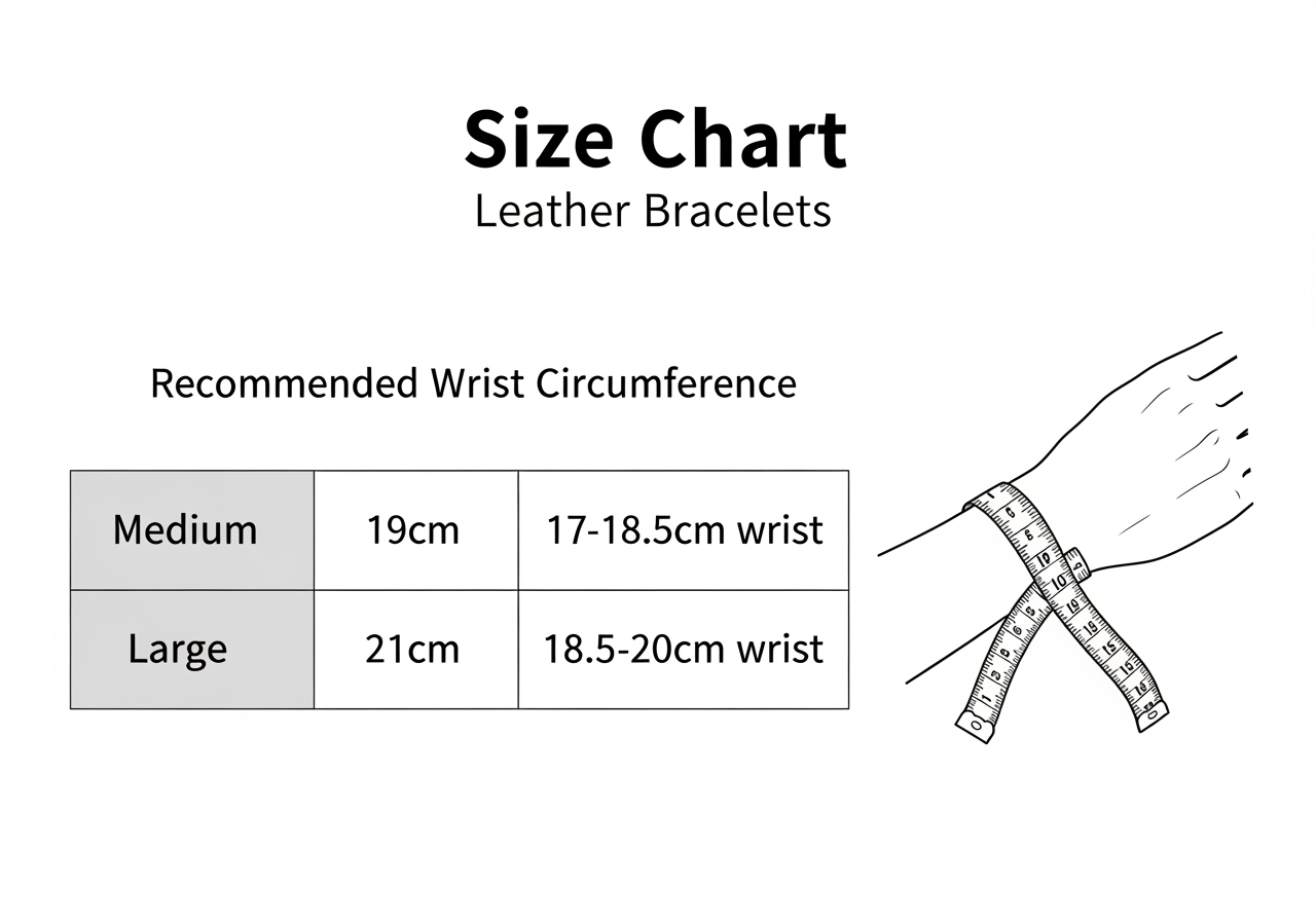 Leather Bike Chain Bracelet Size Chart